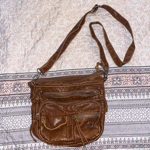 Brown faux leather bag